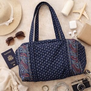 Vera BradleyQuilted Cotton Duffel Bag Retired Classic Navy Large Travel Duffle